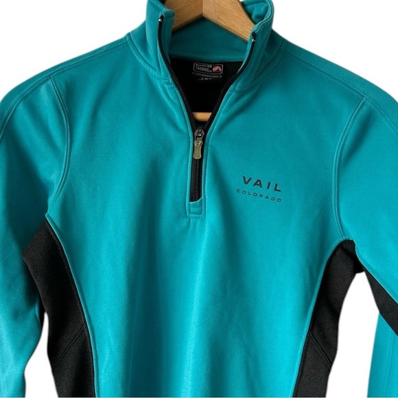 Women's Teal and Black Quarter-Zip Sweatshirt - Picture 4 of 12